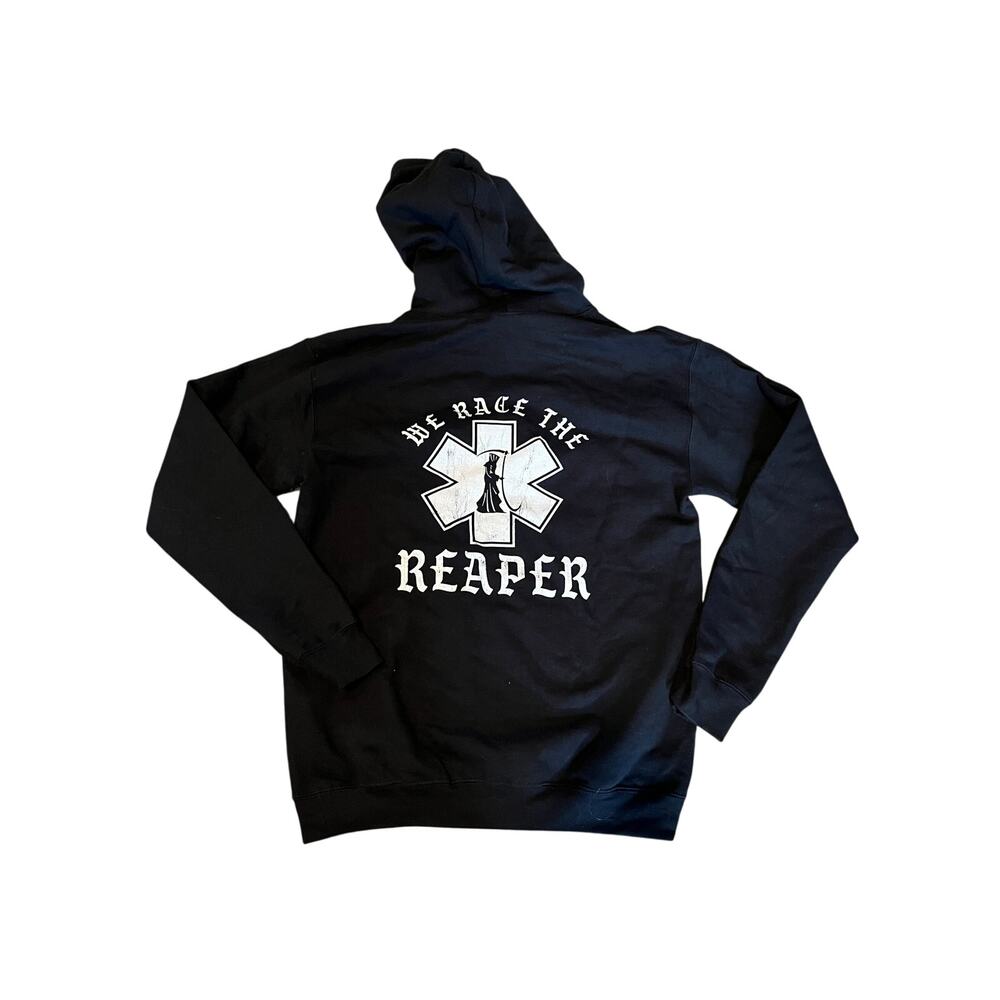 EMS we beat the reaper size small black hoodie